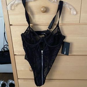 black lace corset bodysuit